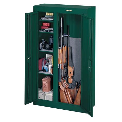 stack-on hunter green steel double door 10 gun cabinet gcdg-924|stack on double door security cabinet.